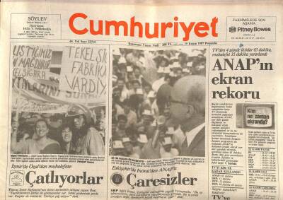 Cumhuriyet Gazetesi 19 Kasım 1987 - Pragda Gorbaçova İsyan - Körfezde Radyasyon Tartışması GZ85024 - 1