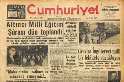 Cumhuriyet Gazetesi 19 Mart 1957 - 18 Mart Zaferi Kutlandı - Grevler İngiltereyi Milli Bir Felakete Sürüklüyor GZ120809 - 1
