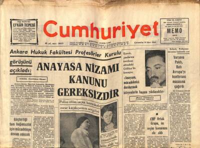 Cumhuriyet Gazetesi 19 Mart 1969 - Anayasa Nizamı Kanunu Gereksizdir GZ70097 - 2