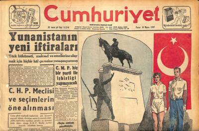 Cumhuriyet Gazetesi 19 Mayıs 1957 - Nurullah Ataç Toprağa Verildi - Yunanistanın Yeni İtirafları GZ119838 - 1