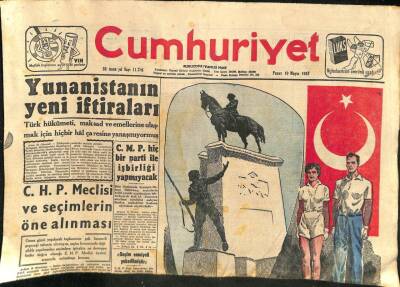 Cumhuriyet Gazetesi - 19 Mayıs 1957 - Yunanistanın Yeni İftiraları GZ110222 - 1