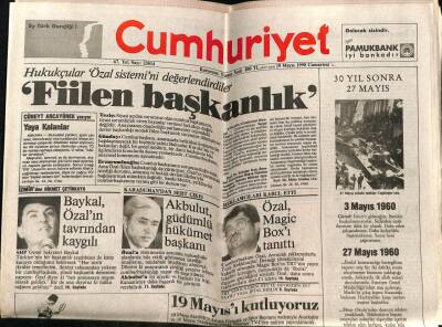 Cumhuriyet Gazetesi 19 Mayıs 1990 - Deniz Baykal Özalin Tavrından Kaygılı GZ64438 - 2