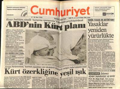 Cumhuriyet Gazetesi 19 Nisan 1991 - Bayram Trafiği 36 Ölü GZ60893 - 1