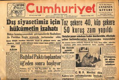 Cumhuriyet Gazetesi 19 Ocak 1957 - Bağdat Paktı Toplantısı Öğleden Sonra Başlıyor - Batı Almanyada Muhalefet NATOya Çatıyor GZ120266 - 1