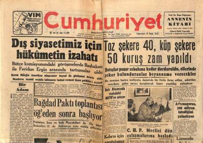 Cumhuriyet Gazetesi 19 Ocak 1957 - Batı Almanyada Muhalefet NATOya Çatıyor GZ85274 - 1