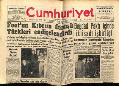 Cumhuriyet Gazetesi 19 Ocak 1958 - Footun Kıbrısa Dönüşü Türkleri Endişelendirdi GZ78044 - 1