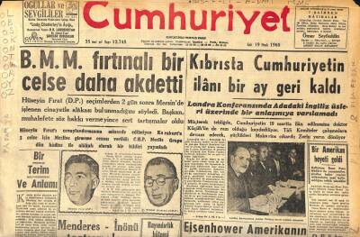 Cumhuriyet Gazetesi 19 Ocak 1960 - Kıbrısta Cumhuriyetin İlanı Bir Ay Geri Kaldı GZ119948 - 1