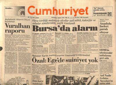Cumhuriyet Gazetesi 19 Ocak 1989 - Özal Egede Suiniyet Yok GZ65089 - 1