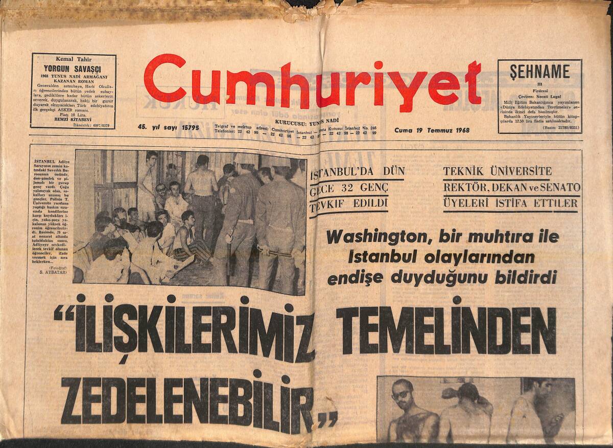 Cumhuriyet Gazetesi 19 Temmuz 1968 - AP, Yüksek Seçim Kuruluna Başvuruyor - Filo'nun Kara Sularımızı Terketmesi İstendi GZ139050 - 1