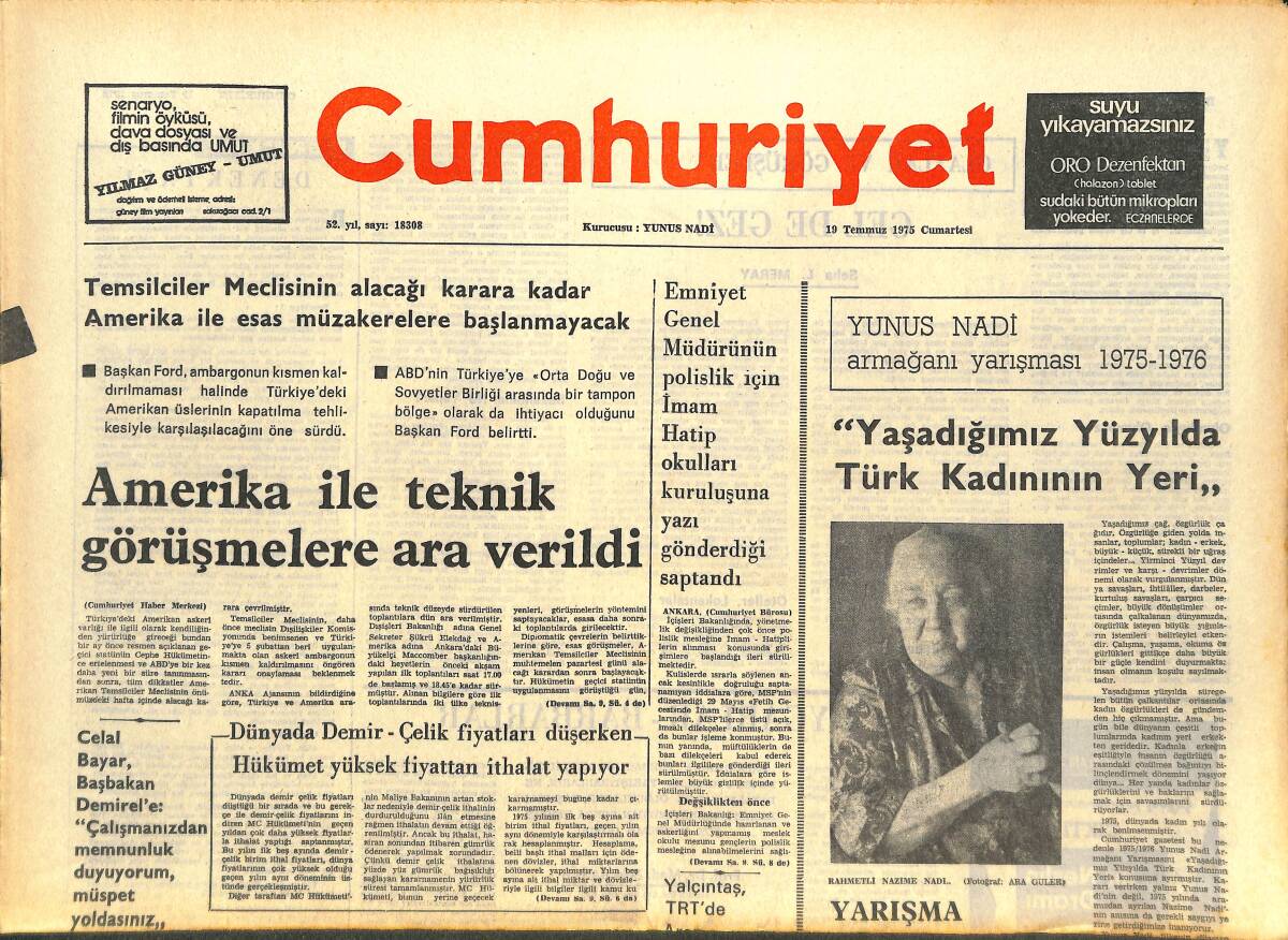 Cumhuriyet Gazetesi 19 Temmuz 1975 - İşçi Yatırım Bankası Yönetimine İşçiler Alınmadı - Amerika İle Teknik Görüşmelere Ara Verildi GZ143686 - 1