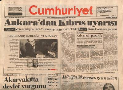 Cumhuriyet Gazetesi 19 Temmuz 1992 - Ankaradan Kıbrıs Uyarısı GZ89004 - 1
