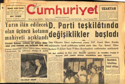 Cumhuriyet Gazetesi 2 Ağustos 1959 - Gazetelerin Kapatılması Tenkid Ediliyor - D.Parti Teşkilatında Değişiklikler Başladı GZ120308 - 1