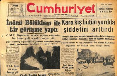 Cumhuriyet Gazetesi 2 Aralık 1957 - Eisenhower İstifa Etmeyecek - İnönü Bölükbaşı İle Bir Görüşme Yaptı GZ119737 - 1
