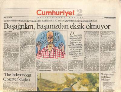 Cumhuriyet Gazetesi 2 Eki 22 Temmuz 1993 - Yılda 638 Milyon İşgünü Kaybına Neden Olan Hastalık , 60a Yakın Çeşidiyle Tıp Dünyasını Uğraştırıyor GZ96911 - 1