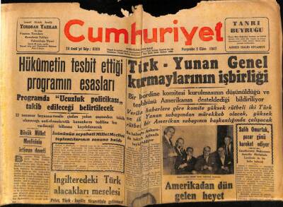 Cumhuriyet Gazetesi 2 Ekim 1947 - İngilteredeki Türk Alacakları Meselesi GZ69704 - 1