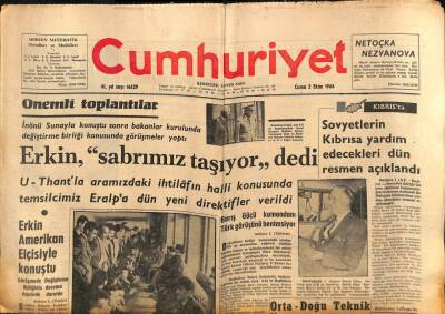 Cumhuriyet Gazetesi 2 Ekim 1964 - Sovyetlerin Kıbrısa Yardım Edecekleri Dün Resmen Açıklandı GZ85279 - 1