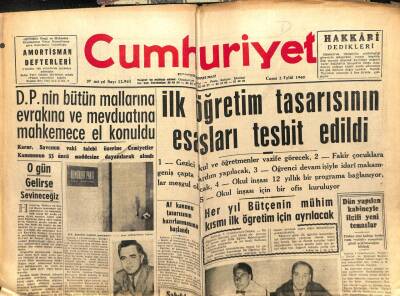 Cumhuriyet Gazetesi 2 Eylül 1960 - İlköğretim Tasarısı Esasları Tespit Edildi GZ103216 - 1