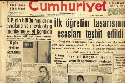 Cumhuriyet Gazetesi 2 Eylül 1960 - İlköğretimin Tasarısının Esasları Tesbit Edildi GZ110092 - 1