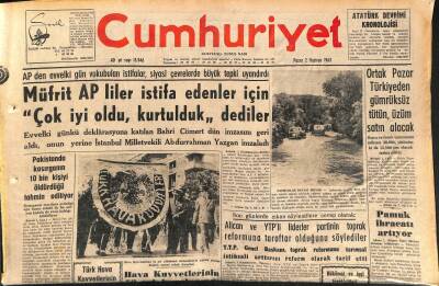 Cumhuriyet Gazetesi 2 Haziran 1963 - Ortak Pazar Türkiyeden Gümrüksüz Tütün , Üzüm Satın Alacak GZ120687 - 1