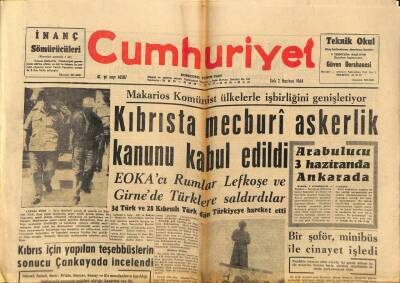 Cumhuriyet Gazetesi 2 Haziran 1964 - Kıbrısta Mecburi Askerlik Kanunu Kabul Edildi, Sophia Loren Röportajı GZ87984 - 1