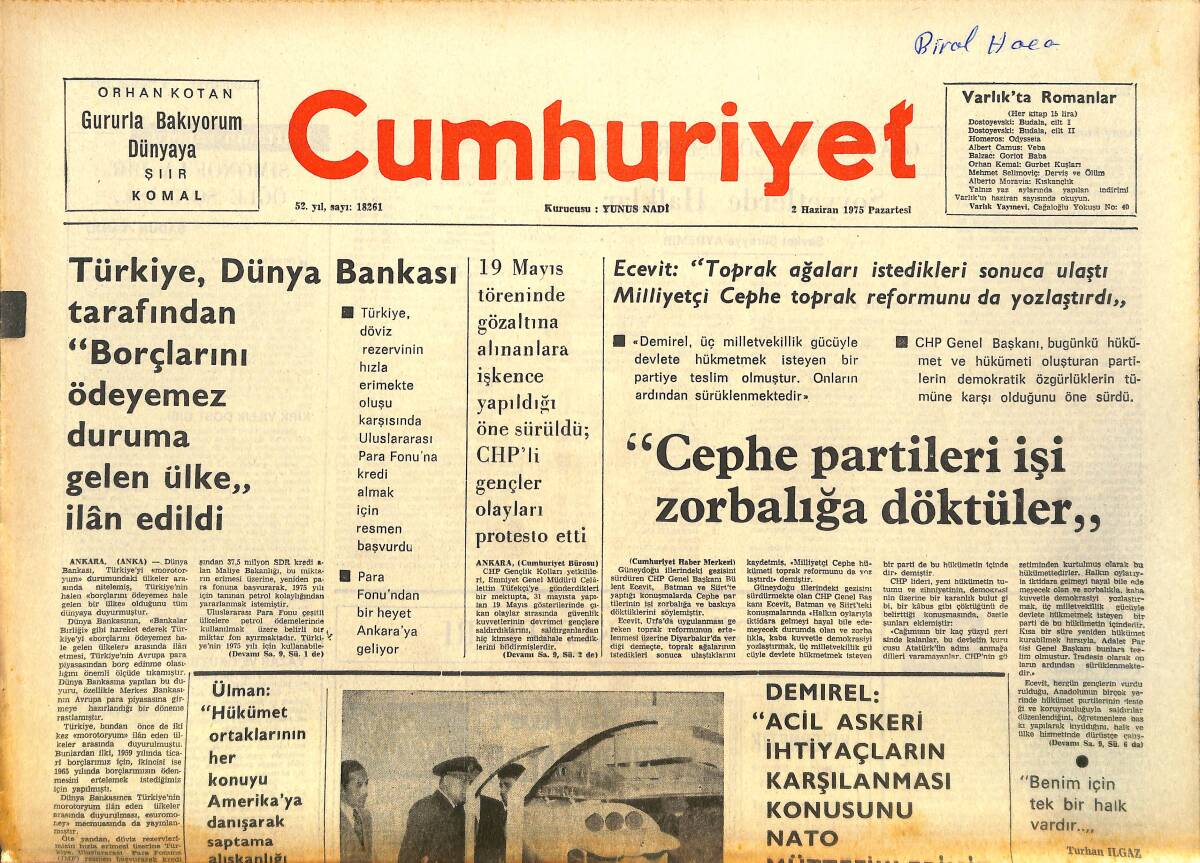 Cumhuriyet Gazetesi 2 Haziran 1975 - Türk Roketatarı Dış Piyasada da Alıcı Buldu GZ143701 - 1