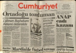 Cumhuriyet Gazetesi 2 Haziran 1987 - Lübnan Başbakanı Kerami Öldürüldü GZ62155 - 2