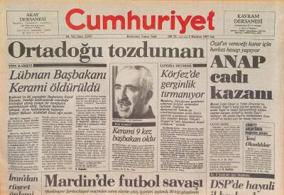 Cumhuriyet Gazetesi 2 Haziran 1987 - Mardinde Futbol Savaşı - Ortadoğu Tozduman - Kadıköy Yakası Güzelleşiyor GZ127040 - 1