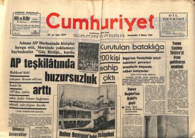 Cumhuriyet Gazetesi 2 Mayıs 1968 - Yunan Cuntası Türkiyeyi Öven Politikacıyı Tutukladı GZ76053 - 1