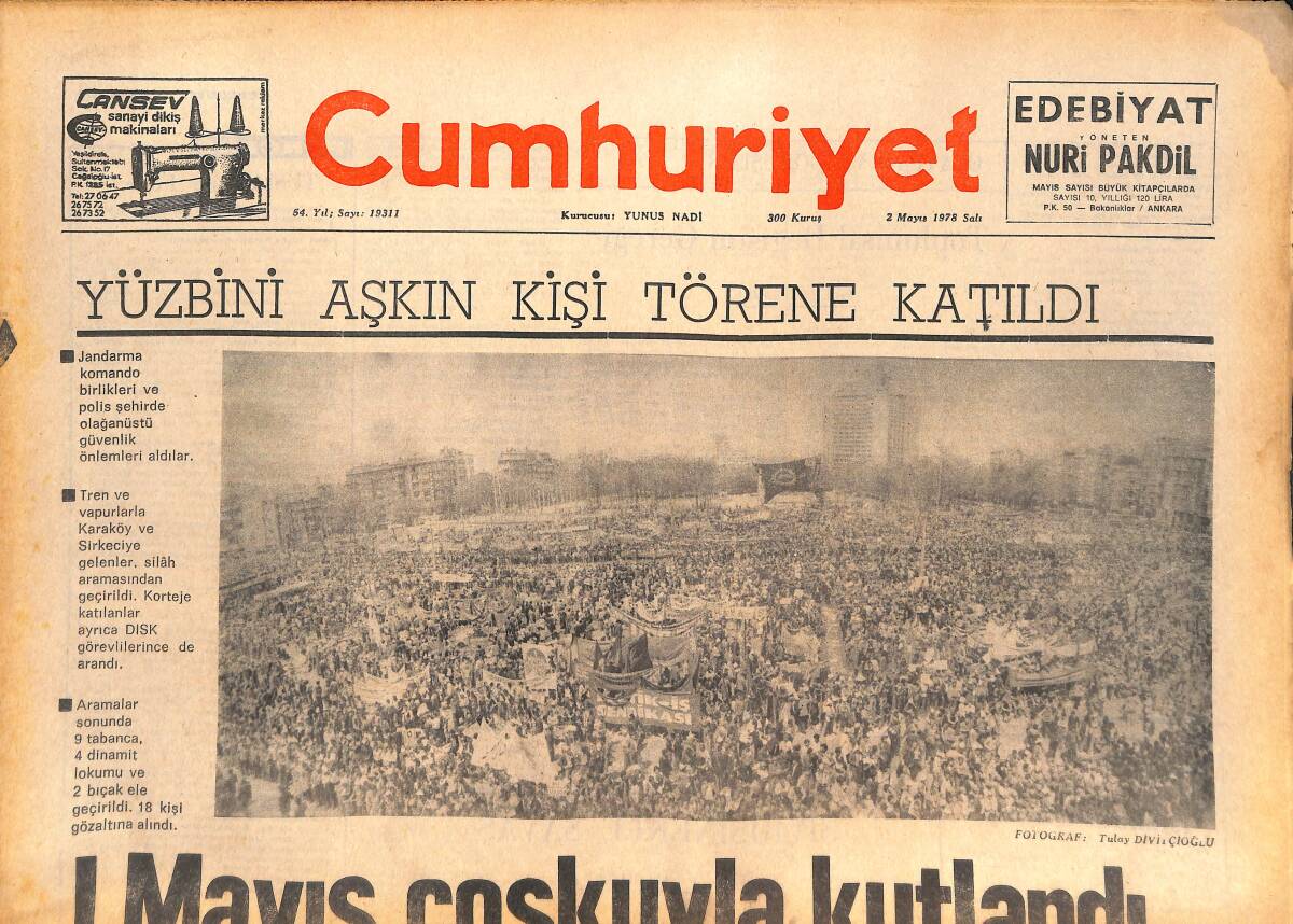 Cumhuriyet Gazetesi 2 Mayıs 1978 - Muammer Karaca'nın Ardından - Moro'nun Ailesi Hristiyan Demokrat Partiyi Kınadı! GZ143824 - 1