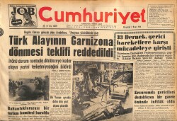 Cumhuriyet Gazetesi 2 Nisan 1964 - Türk Alayının Garnizona Dönmesi Teklifi Reddedildi GZ160412 - Gökçekoleksiyon