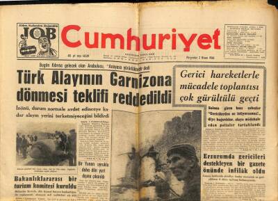 Cumhuriyet Gazetesi 2 Nisan 1964 - Türk Alayının Garnizona Dönmesi Teklifi Reddedildi, Said-i Nursi, De Gaulle Ve Brigitte Bardot GZ87972 - 1