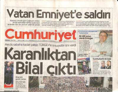 Cumhuriyet Gazetesi 2 Nisan 2015 - Erdoğandan Tehdit Başbakandan Yasak - Meclis Sabaha Kadar Çalışıp TÜRGEVe Üniversite İzin Verdi GZ94585 - 1