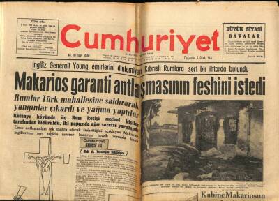 Cumhuriyet Gazetesi 2 Ocak 1964 - Makarios Garanti Antlaşmasının Feshini İstedi GZ76066 - 1