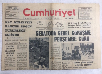 Cumhuriyet Gazetesi 2 Ocak 1966 - Senatoda Genel Görüşme Perşembe Günü - GZ19165 - 1