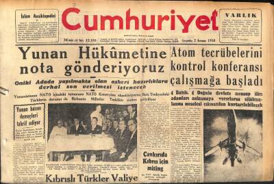 Cumhuriyet Gazetesi 2 Temmuz 1958 - Yunus Nadi Roman Mükâfatını Kazanan Fakir Baykurt İstanbulda GZ120179 - 1