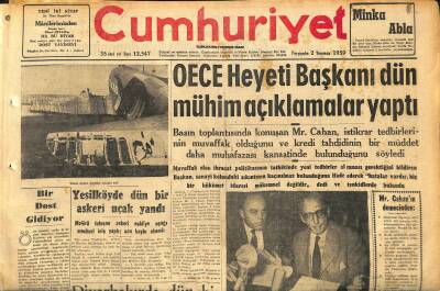 Cumhuriyet Gazetesi 2 Temmuz 1959 - Türk-Yunan Balıkçılık İhtilâfı - OECE Heyeti Başkanı Dün Mühim Açıklamalar Yaptı GZ120192 - 1