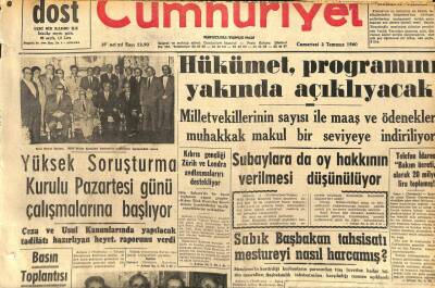 Cumhuriyet Gazetesi 2 Temmuz 1960 - Hükümet Programını Yarın Açıklayacak GZ110021 - 1