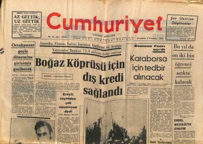 Cumhuriyet Gazetesi 2 Temmuz 1969 - Boğaz Köprüsü İçin Dış Kredi Sağlandı GZ88383 - 1
