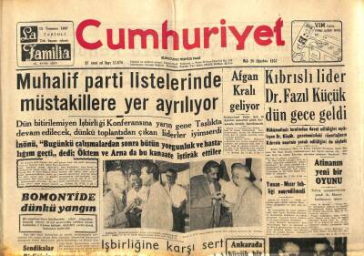 Cumhuriyet Gazetesi 20 Ağustos 1957 - Dulles , Dış Yardımı Senatoda Savundu - Afgan Kralı Geliyor GZ96966 - 1