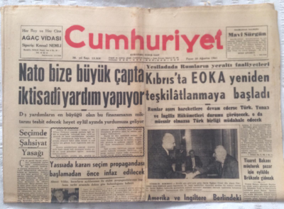 Cumhuriyet Gazetesi 20 Ağustos 1961 - Nato Bize Büyük Çapta İktisadi Yardım Yapıyor - GZ19471 - 1