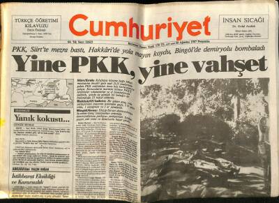 Cumhuriyet Gazetesi 20 Ağustos 1987 - Yine PKK , Yine Vahşet GZ62204 - 1