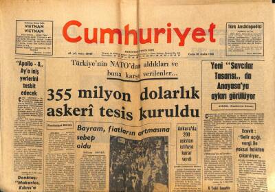 Cumhuriyet Gazetesi - 20 Aralık 1968 - 355 Milyon Dolarlık Askeri Tesis Kuruldu GZ99491 - 1
