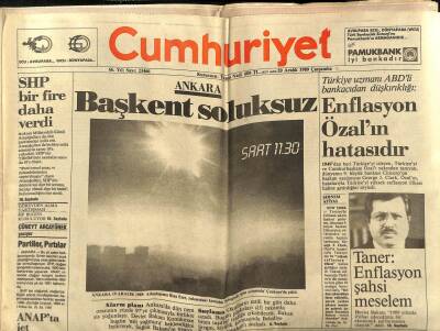 Cumhuriyet Gazetesi 20 Aralık 1989 - Enflasyon Turgut Özalın Hatasıdır GZ97542 - 1