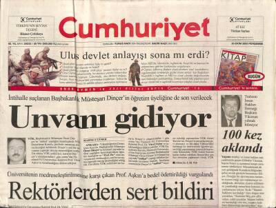 Cumhuriyet Gazetesi 20 Ekim 2005 - İntihalle Suçlanan Başbakanlık Müsteşarı Dinçerin Öğretim Üyeliğine de Son Verilecek GZ96490 - 1