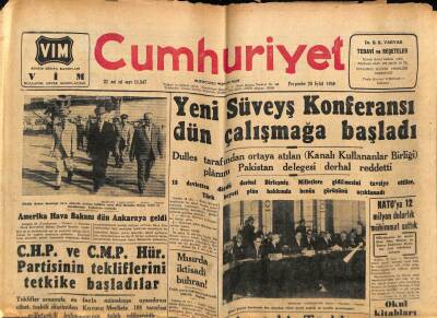 Cumhuriyet Gazetesi 20 Eylül 1956 - Yeni Süveyş Konferansı Dün Çalışmağa Başladı GZ80436 - 1