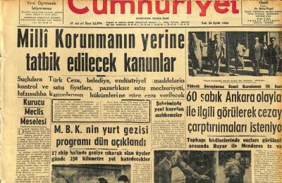 Cumhuriyet Gazetesi 20 Eylül 1960 - Milli Korunmanın Yerine Tatbik Edilecek Kanunlar GZ110075 - 1