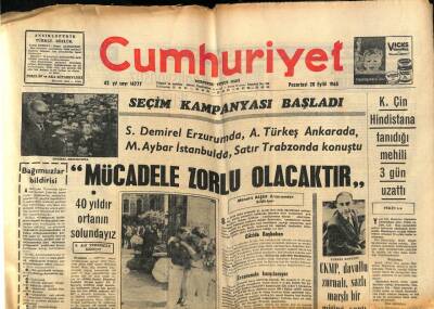 Cumhuriyet Gazetesi 20 Eylül 1965 - K.Çin Hindistana Tanıdığı Mehili 3 Gün Uzattı GZ85561 - 1