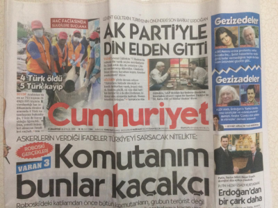 Cumhuriyet Gazetesi 20 Eylül 2015 - Ak Partiyle Din Elden Gitti GZ27733 - 1