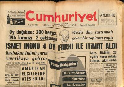 Cumhuriyet Gazetesi 20 Haziran 1964 - Amerikan Elçiliğine Ateş Edildi GZ84936 - 1