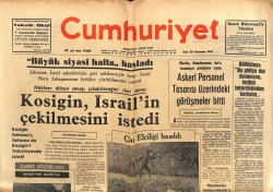 Cumhuriyet Gazetesi 20 Haziran 1967 - Kosigin İsrailin Çekilmesini İstedi GZ103439 - 2